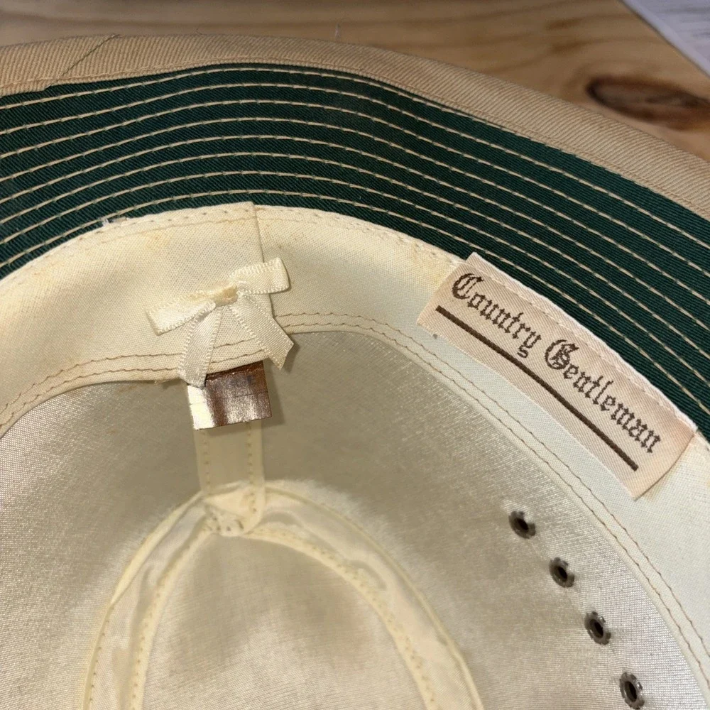 Country Gentleman Fedora Hat Khaki Outdoors W/ Band Water Repellent Mens Sz L